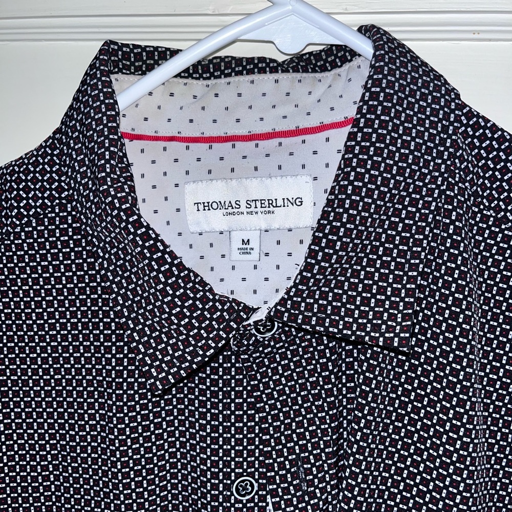 Men's Thomas Sterling Black Patterned Button-Up Shirt